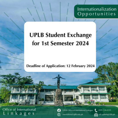 UPLB Student Exchange Application for 1st Semester Mobility is Now Open!