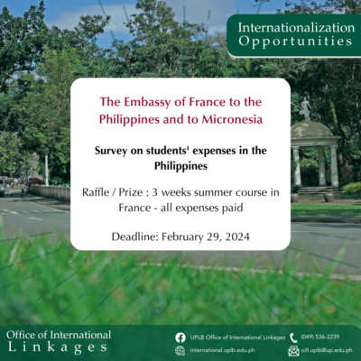 Embassy of France to the Philippines and to Micronesia’s Survey on students’ expenses in the Philippines and raffle