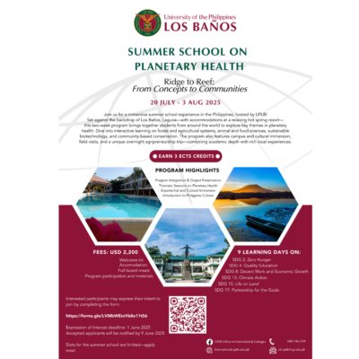 Call for Participants: 2025 UPLB Summer School in the Philippines!